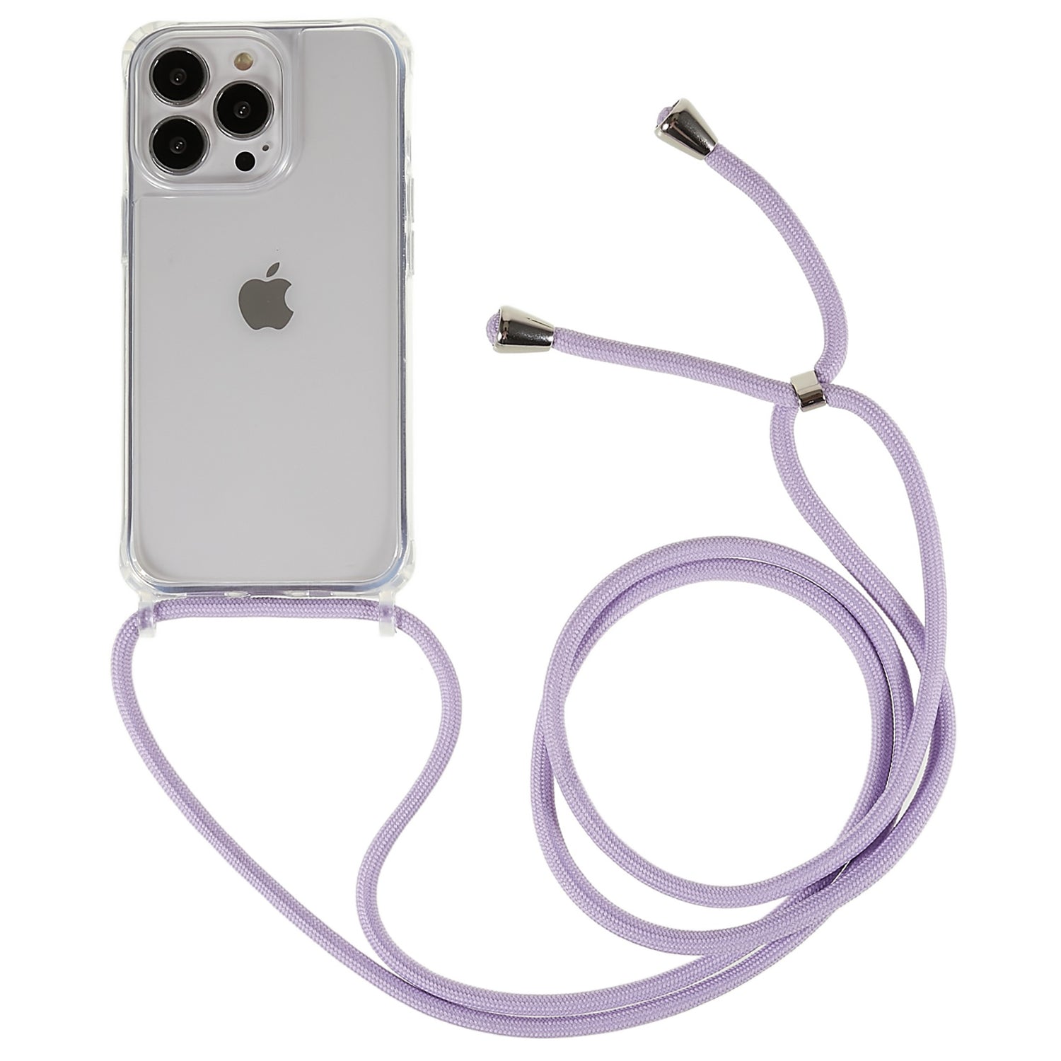 Clear Back Case for iPhone 13 Pro 6.1 inch, TPU+Acrylic Anti-fall Phone Cover with Lanyard - White Clear Back Case for iPhone 13 Pro 6.1 inch, TPU+Acrylic Anti-fall Phone Cover with Lanyard - White